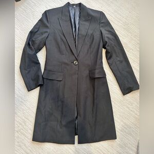 Black Fitted Pinstripe Blazer and trousers size Small excellent like new conditi